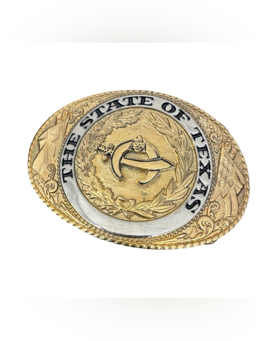 The State of Texas Lone Star Solid Brass Belt Buckle Vintage Western